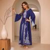 Arabic Party Bell Sleeve Digital Print Long Dress