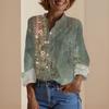 Boho Vintage Damen Lockerer V-Ausschnitt Langarm Baumwolle Leinen Bluse T-Shirt Top