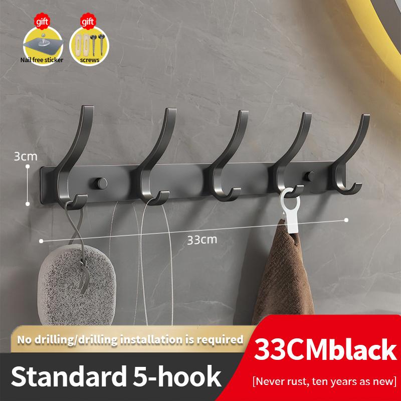 

YUNJIEYA Black/Gun Grey Bathroom Door Hooks Clothes Hook Hanger Shelf Organizer Storage Shelf Wall Rack Kitchen Accessories