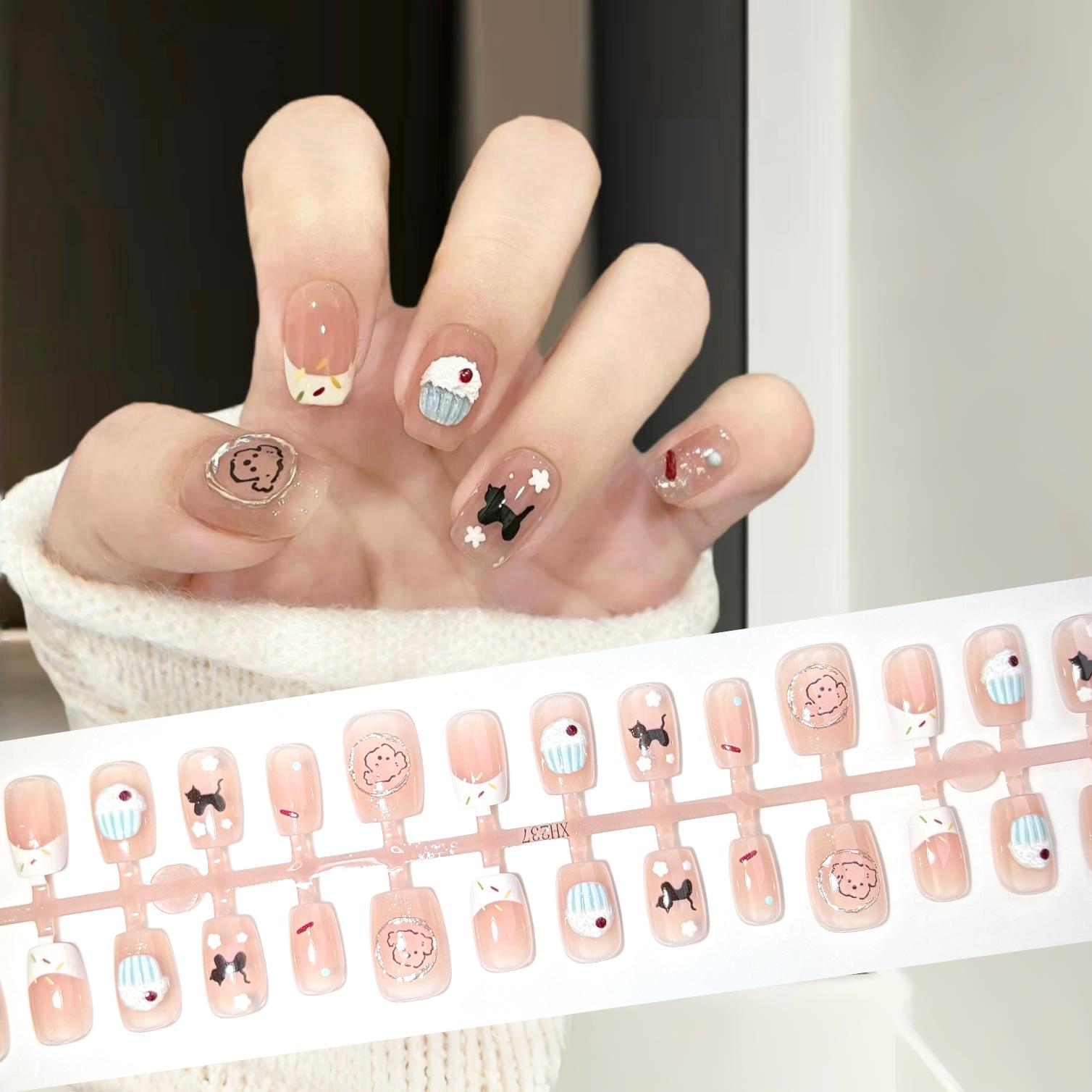 

Summer Cute Kitten & Cupcake Nail Art Patches for Girls - Sweet Cartoon Design