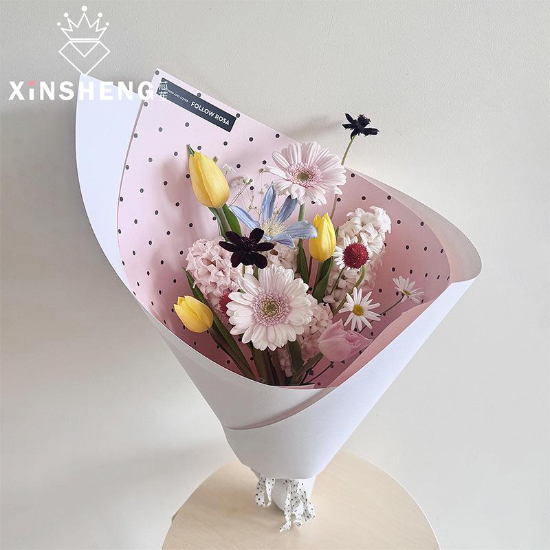 Korean Polka Dot Floral Gift Wrapping Paper - DIY Exquisite Bouquet Paper