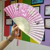 Chinese Style Folding Fan for Men, Portable, Retro Style, Classical, Traditional Hanfu, Black and Green, Bamboo Design