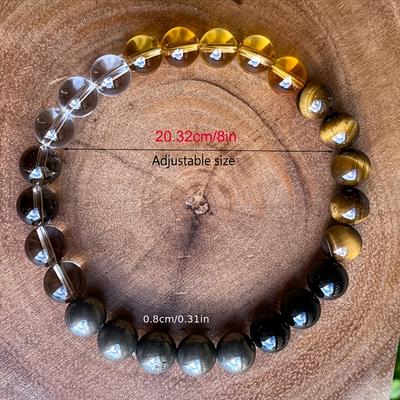 Bracelet Élastique Bonne Chance Mode Bijoux Pierre Pour Femmes Hommes Bracelet Perles Œil de Tigre Jaune Pierre Naturelle