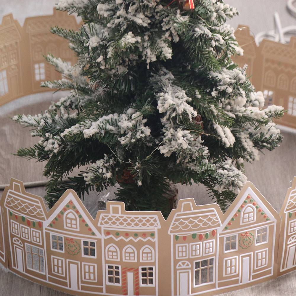 LED Christmas Tree Skirt Gingerbread House Xmas Tree Base Cover Christmas Tree Collar  Festival