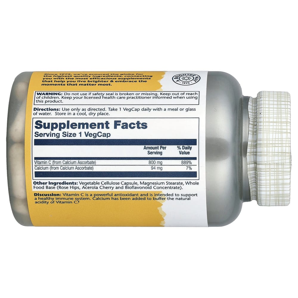 Solaray Buffered Vitamin C 800mg Veg Capsules, 90 Count