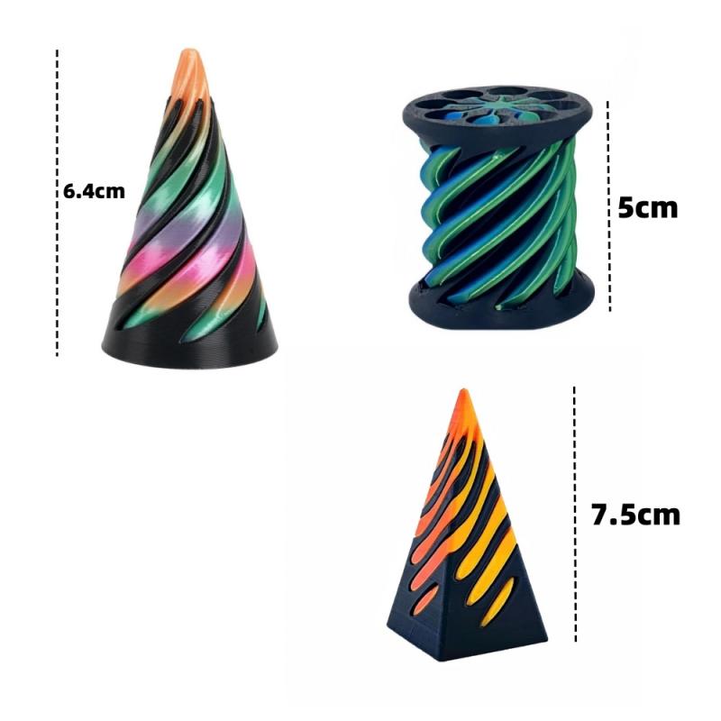 1 Stück Mini Vortex Faden Illusion Dekompressionsspielzeug 3D Gedrucktes Spiralkegel Fidget Spielzeug Unmögliche Pyramiden Skulptur