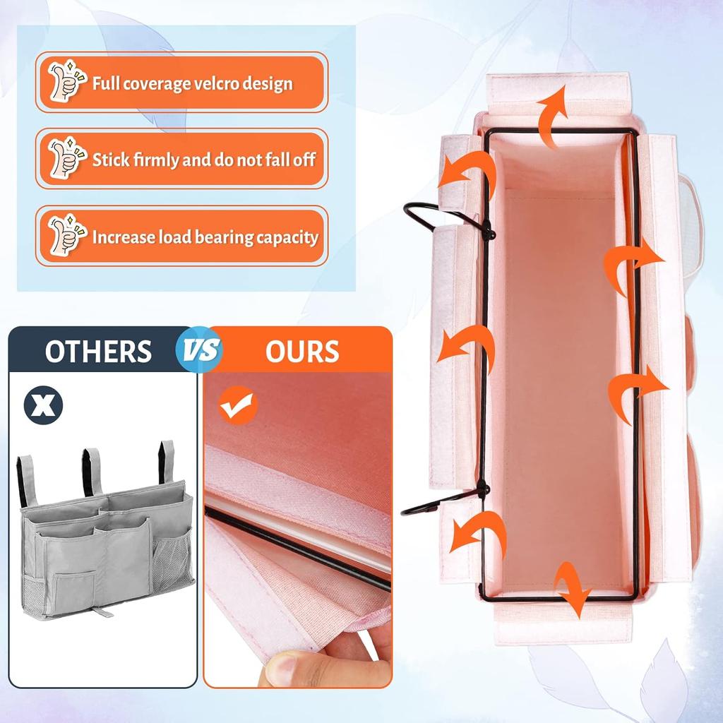 1ks Závěsný organizér na ukládací tašku u nočního stolku pro palandy a nemocniční postele, kolejnice na postele, lze umístit brýle, knihy, mobilní telefony, klíče