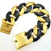 32mm Breite Bling Massiv 316L Edelstahl Gold & Schwarz Hip Hop Armband Designer Charms