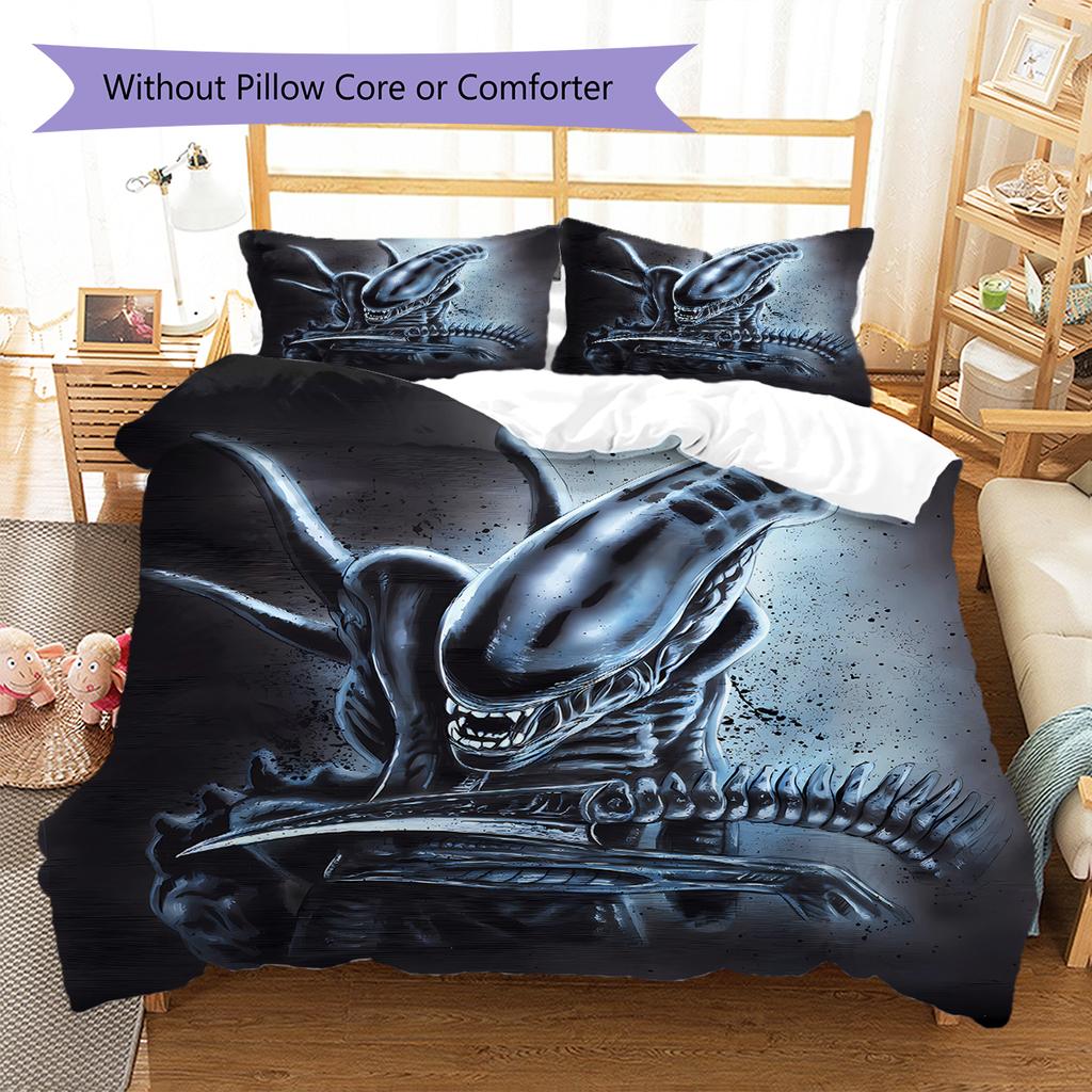 Alien Pattern Bedding,Quilt Set Quilt Cover Pillowcase Home Decoration Birthday Gift (1 * Duvet Cover + 2 * Pillowcase, Without Core)