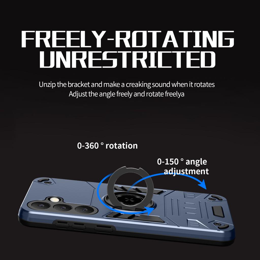 For Samsung Galaxy S25 Case with Ring Holder Kickstand PC + TPU Anti-Fall Phone Cover