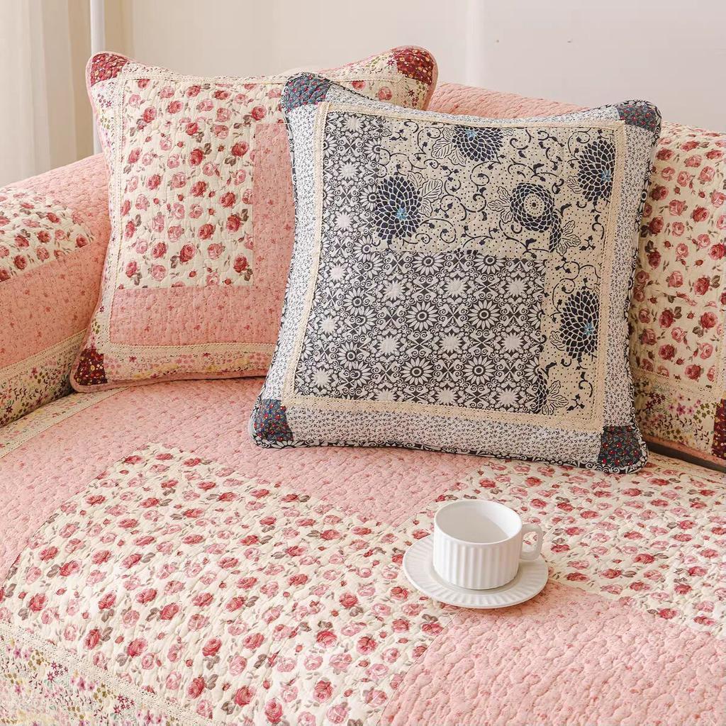 1/2/3/4 Seater Cotton Quilted Patchwork Floral Sofa Cushion Pad Non-slip Sectional Sofa Covers Anti-scratched Seat Protector