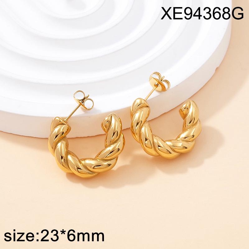 Gold-Plated Twist Spiral Earrings for Women - Luxurious and Versatile Fashion Hoops