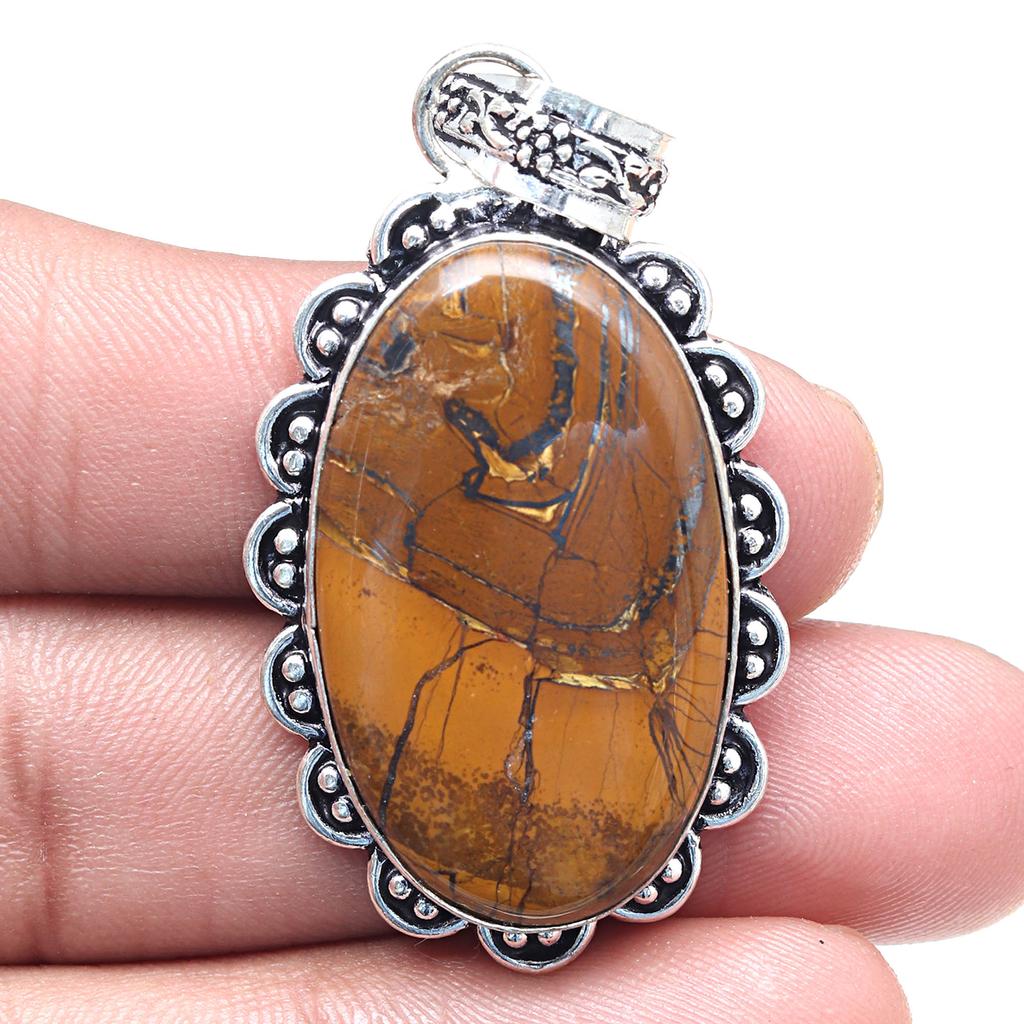 Pendant Multi Tiger Gemstone Handmade Gift For Her Ethnic Silver Jewelry 2"