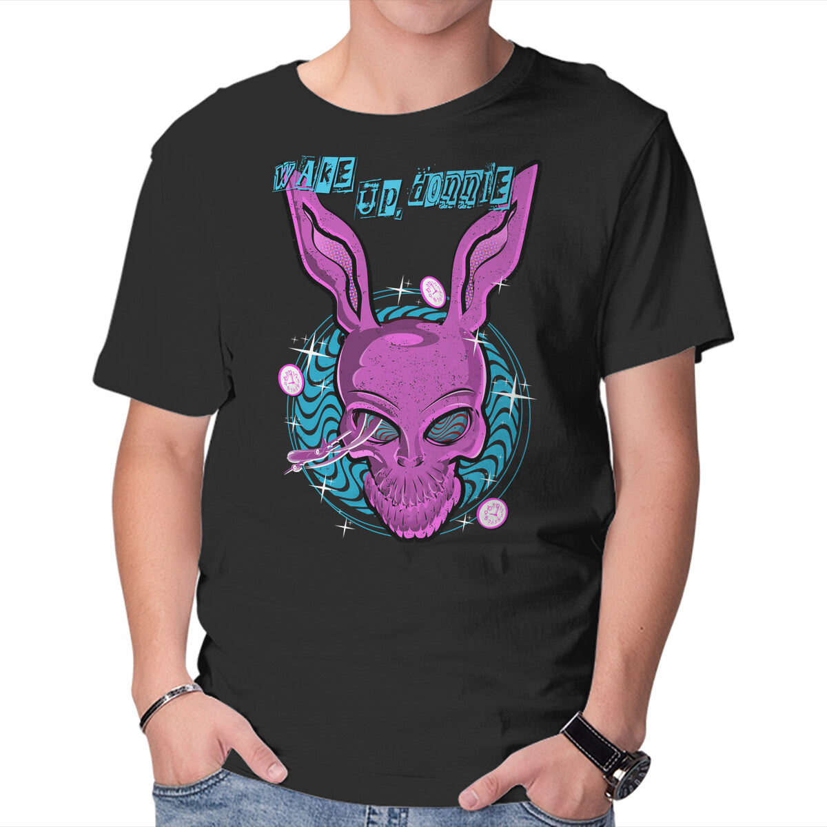 Unisex Crew Neck T-Shirt Wake Up Donnie Graphic Short Sleeve Casual Tee XXXL