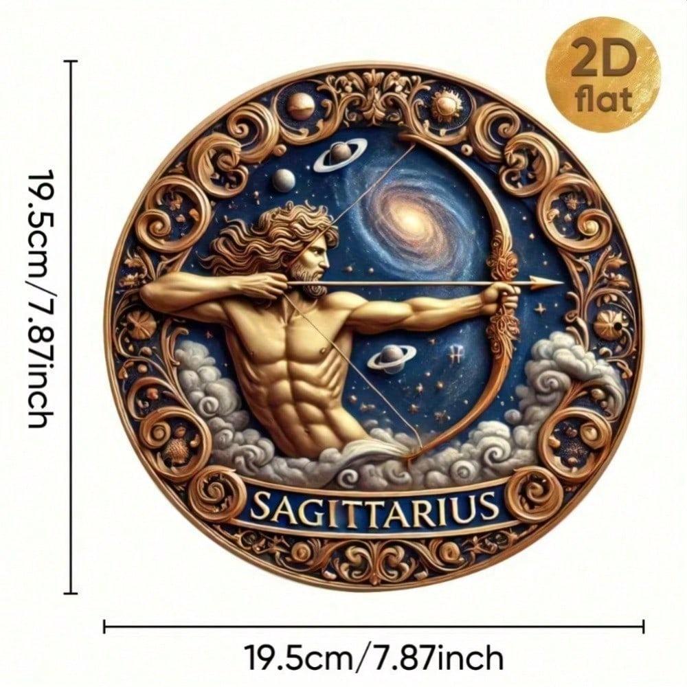 Vintage Schütze Sternzeichen Blaue Metall Wandkunst, 2D Flaches Aluminium Sternennacht Schild