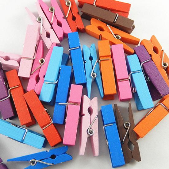 20 Adet Çok Renkli Ahşap Clothespins Ahşap Çamaşırhane Clothespins Kağıt Craft Klip