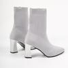 Women's Pointed Toe Stretch Knit Sock Boots, Mid-Calf High Heel Boots for Fall and Winter
