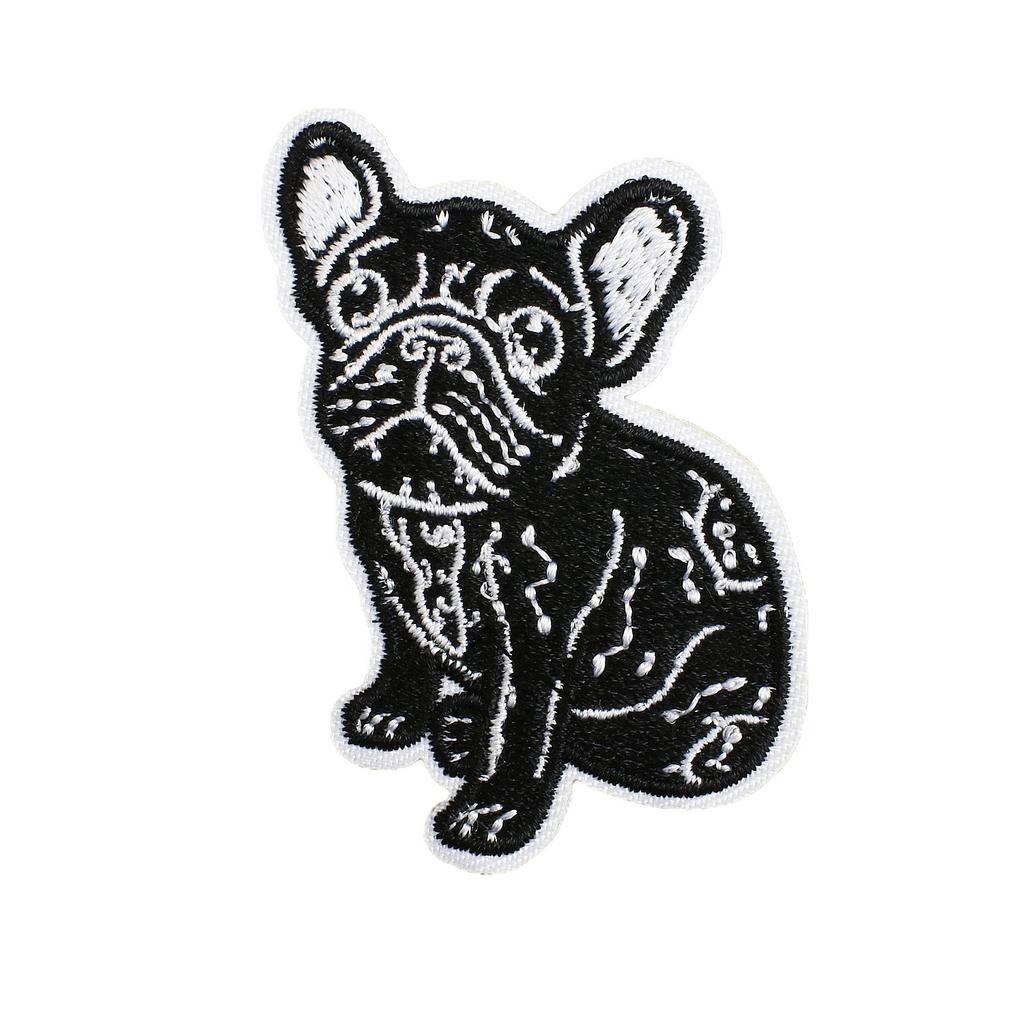 Wind Chime Embroidery Cloth Sticker Cute Bulldog Bag Decorative Patch Sticker Art Embroidery Label Red Lip Stamp Sticker