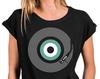 Ladies Shirt Vintage Music Motif Print Record Vinyl Retro Gifts for Music Lovers Women Top with Hip Hop Print Plus Sizes