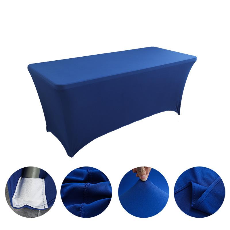 High-End Hotel Restaurant Wedding Exhibition Bar Cover Solid Color Thickened Square Tablecloth Elastic Table Cover