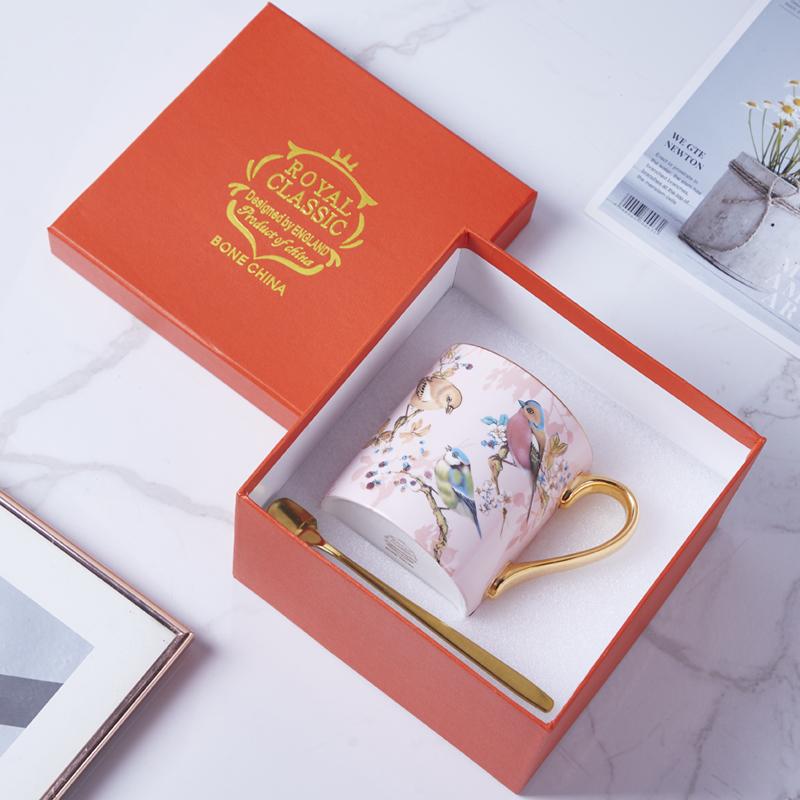 

Креативные кружки с масляной живописью, цветы и птицы, розовая, голубая керамическая кофейная чашка, для питья молока, воды, для чаепития, домашняя посуда для напитков, декор Gi 400ml