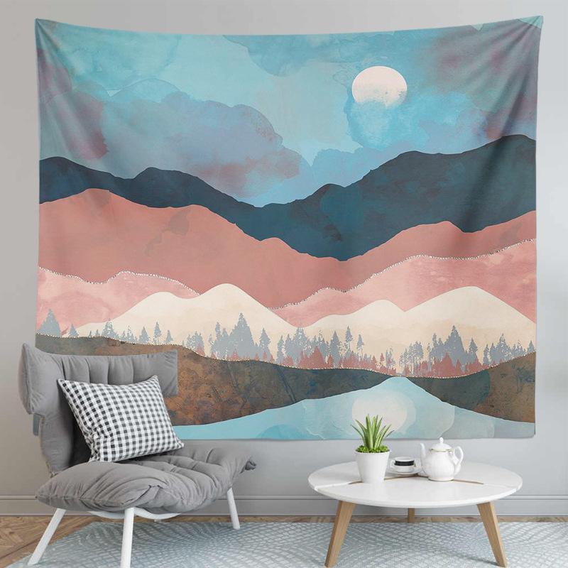 Karda Sunrise Mountain Print Pattern Tapestry Home Living Room Bedroom Wall Decor Backdrop Cloth Tapestry