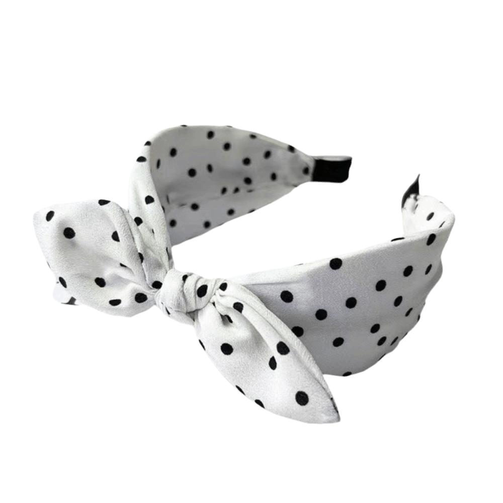Knotted Polka Dot Headband Vintage Rabbit Ear Hairband Women s Bow Hair Hoop Daily Use