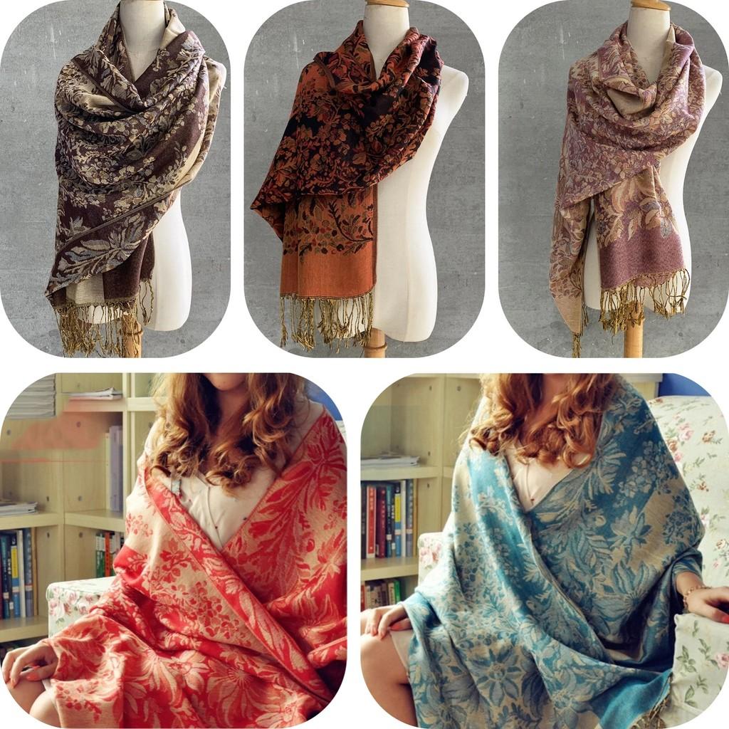 Elegant Floral Print Scarf For Women In Vibrant Colors Thick Warmth And Stylish Design Ideal For Winter And Air Conditioning