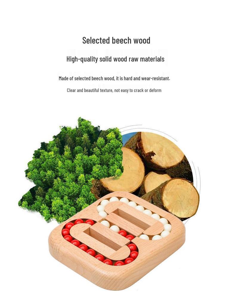 Beech Wood Planar Sliding Ball Puzzle: Luban Lock Brain Teaser for Adults & Kids