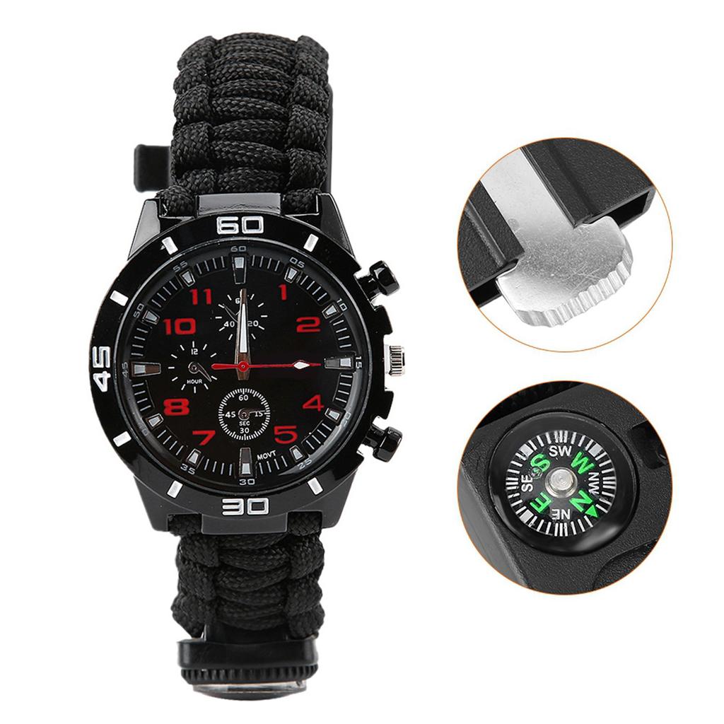 Ceas cu fluier, 7 în 1, multifuncțional, pentru securitate în aer liber