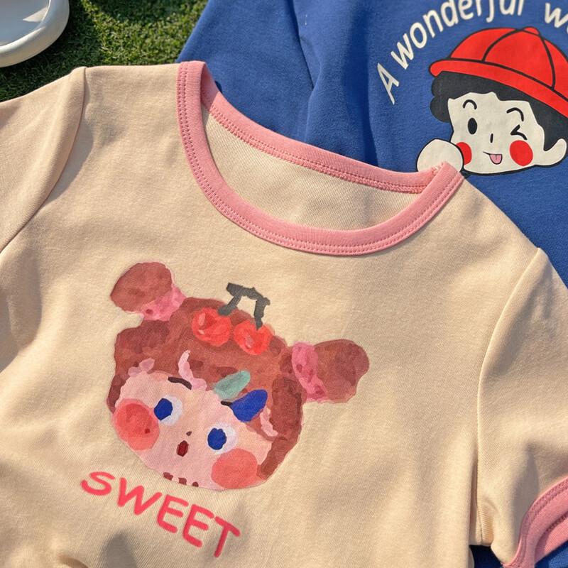 Girls' Summer Cartoon Print Short Sleeve T-Shirt