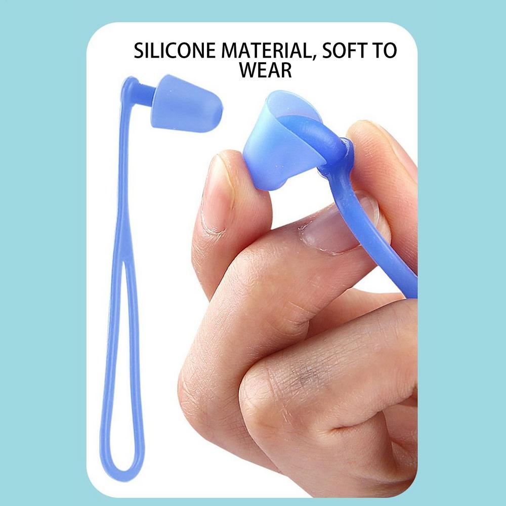 1pair Swimmers Ear Plugs Comfortable Swimming Ear Plugs Silicone Waterproof Reusable Hearing Protection Earbuds 1 Pair With Lanyard