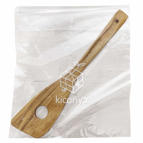 kicoriya Wooden Spatula with Slots for Cooking, Includes S-Hook for Convenient Storage