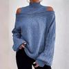 Autumn Winter Off Shoulder Half High Neck Sweater for Women Loose Oversized Knitwear Luxurious relaxed-fit slimming and versatile top
