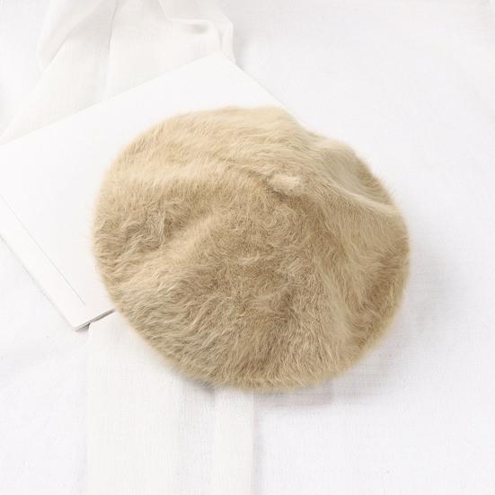Women Painter Hat Solid Color Octagonal Dome Top Beret Hat Autumn Winter Warm Plush Hat Fashion Accessories