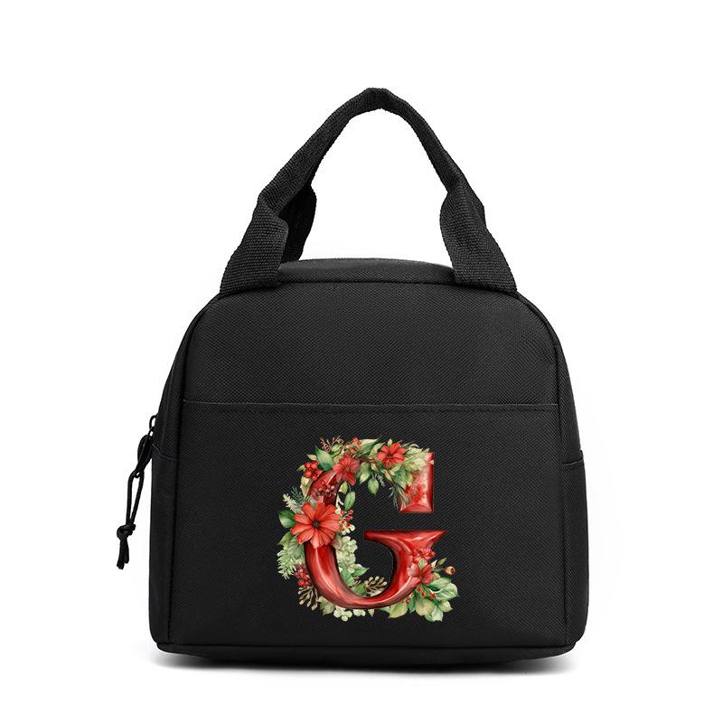 Trend niche print flower 26 letter pattern storage bag tote bag student lunch box bag portable