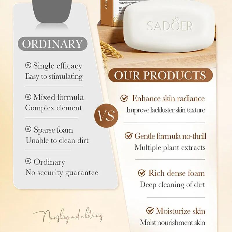 Rice Soap With Rice Extract, Salicylic Acid, Deep Cleansing, Niacinamide, Whitening, Purifying, And Nourishing Properties.