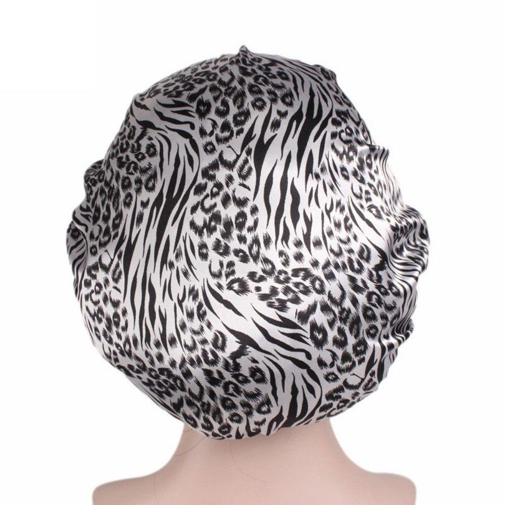 Fashion Floral Pattern Satin Sleep Bonnet Hair Loss Cover Elastic Wide Band Bath Hair Cap Head Wrap Chemo Head Cover Makeup Tool