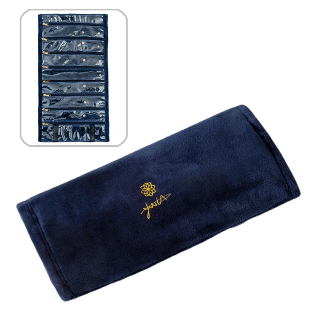 Foldable Velvet Jewel Bag Anti-Scratch Travel Jewelry Organizer  Home Storage Blue 9 Compartments