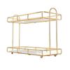 2 Tier Bathroom Shelf Countertop Standing Shelf with Partition Cosmetic Storage Rack Holder Gold Small 31x23cm