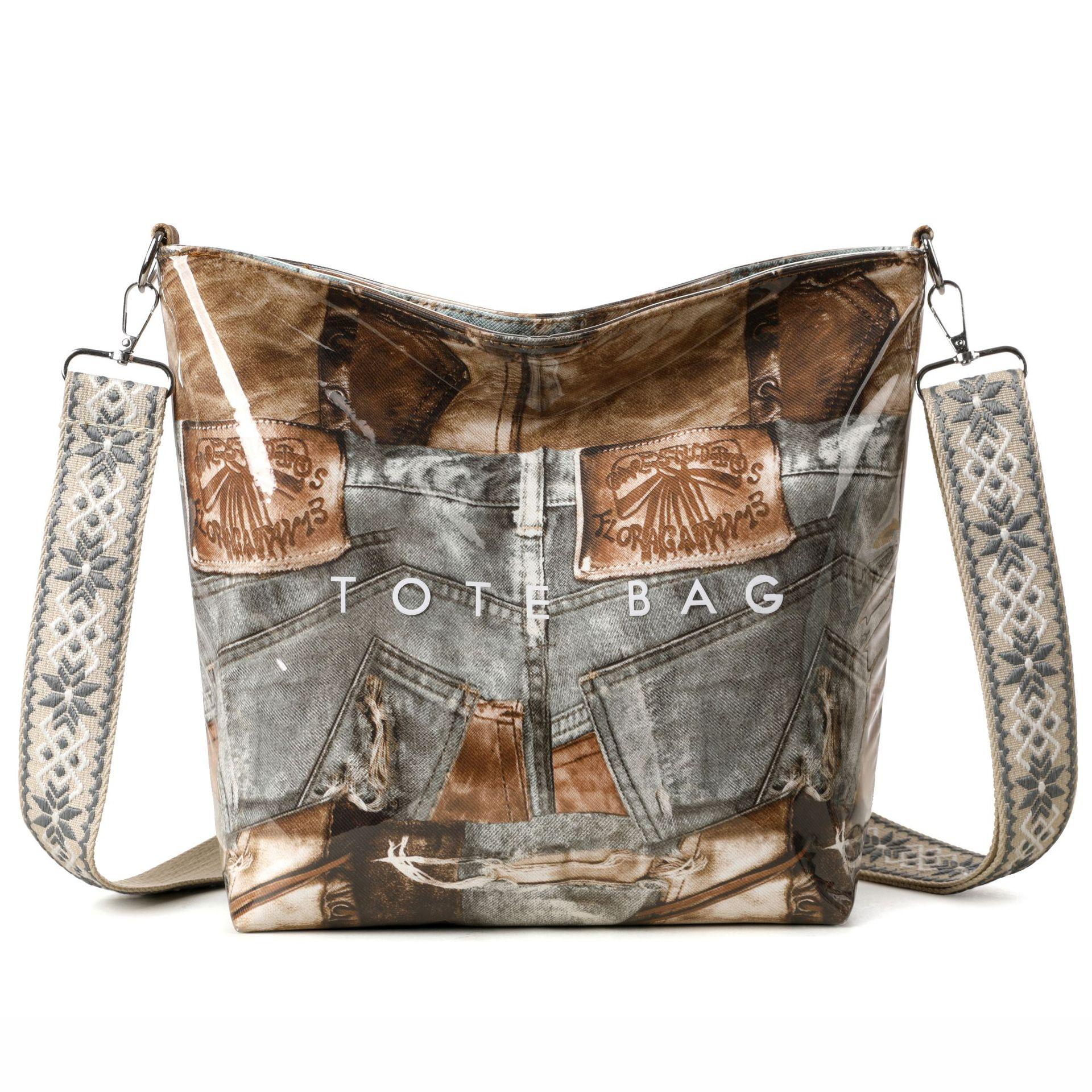 

Vintage Splicing Large Capacity Tote Bag серый