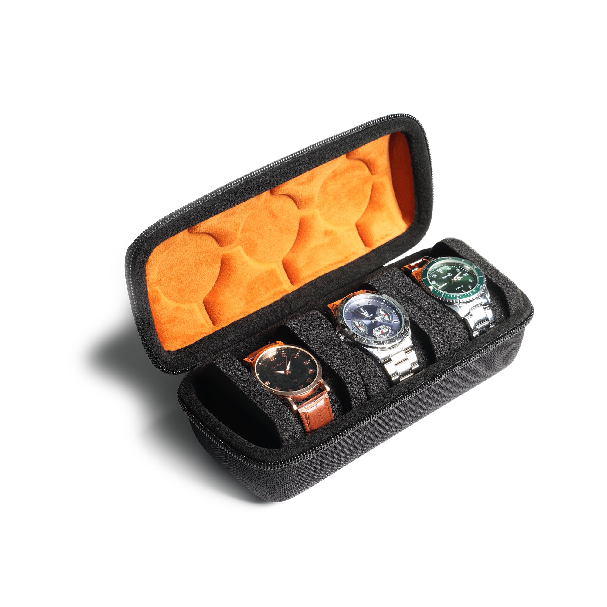 

AUKURA watch case. Ideal for travel and storage. Black, 3 slots, antique finish.