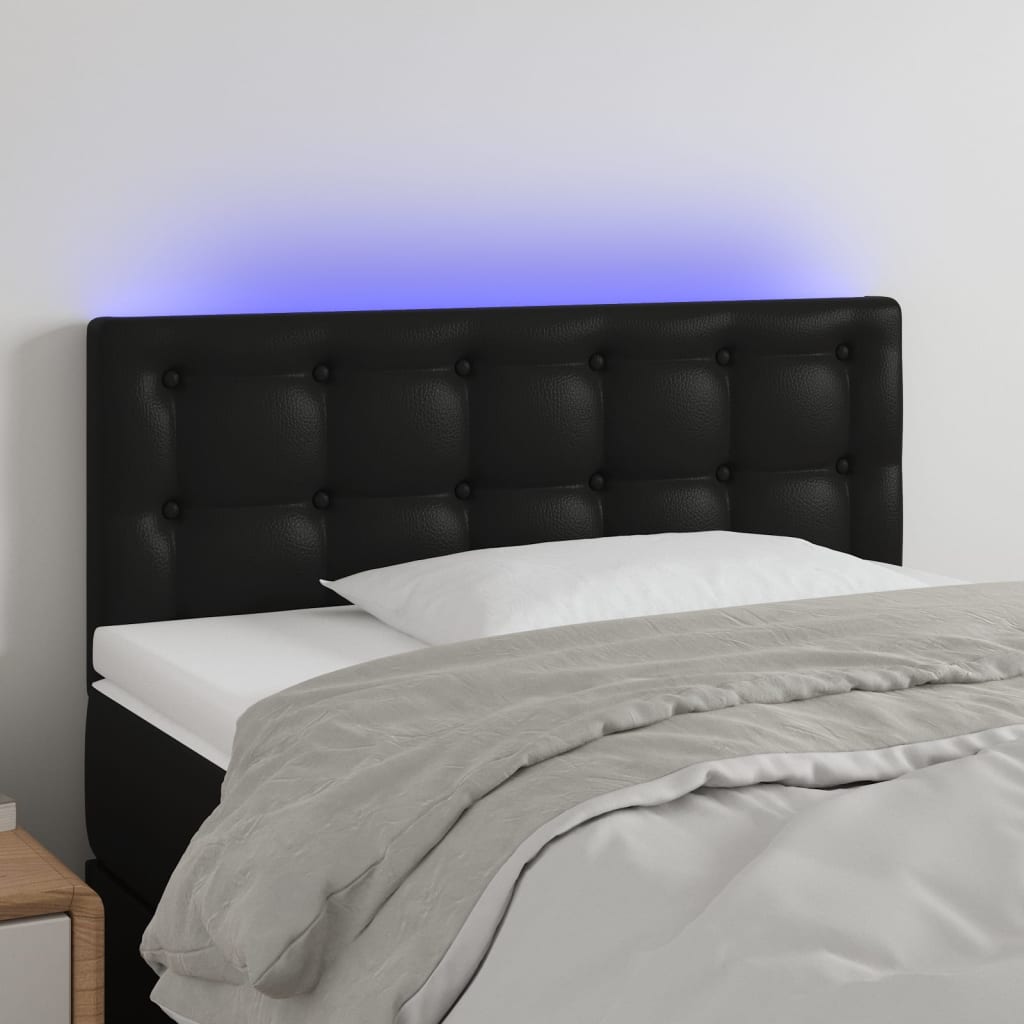 Vidaxl Zagłówek Do Łóżka Z Led, Czarny, 90X5X78/88 Cm, Sztuczna Skóra