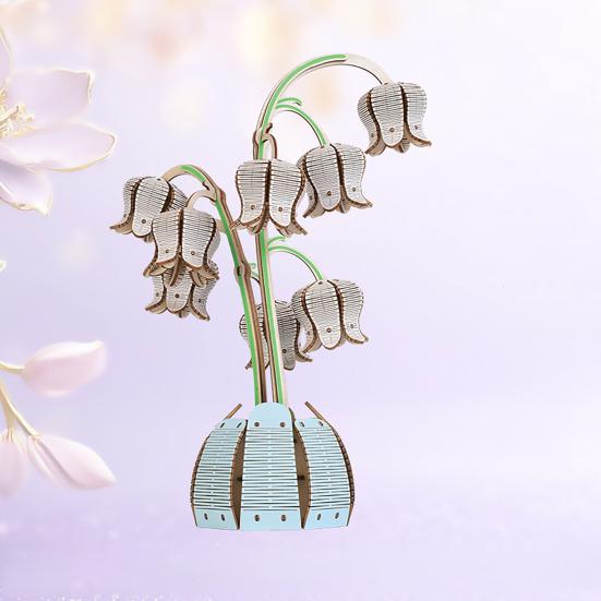 Wooden 3D Puzzle Flower DIY Handmade Potted Sunflower Lily Hydrangea Moth Orchids Bell Flower Jigsaw Decoration Floral Plants Building Crafts Kit