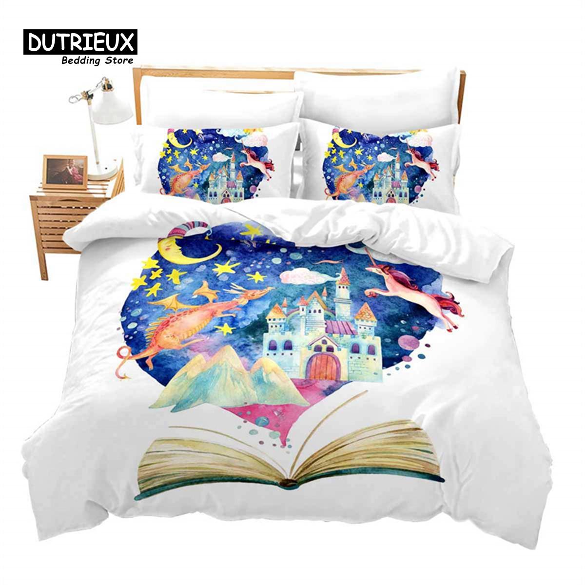

Magic Book King Duvet Cover Set Planet Galaxy Bedding Set Microfiber Star Cover Double Twin Queen For Kids Boys Girls EU single(135x200cm)
