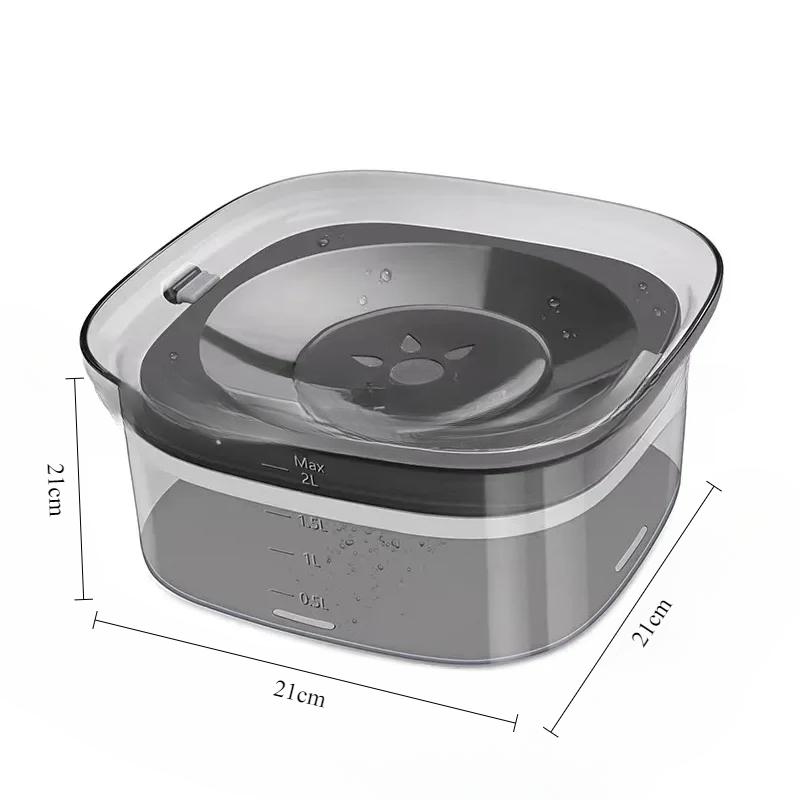 Dyreutstyr Kattevannskål Hunddrikkeskål Kjæledyrflytende katteskål Sprutsikker gjennomsiktig 2L vanndispenser med stor kapasitet