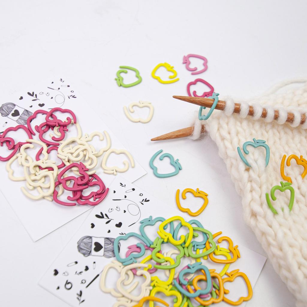 24 Stück Frucht Häkel-Verschlussmarkierer Ringe Weite Öffnung Maschenmarkierer Bunt Maschenverschlussmarkierer zum Stricken