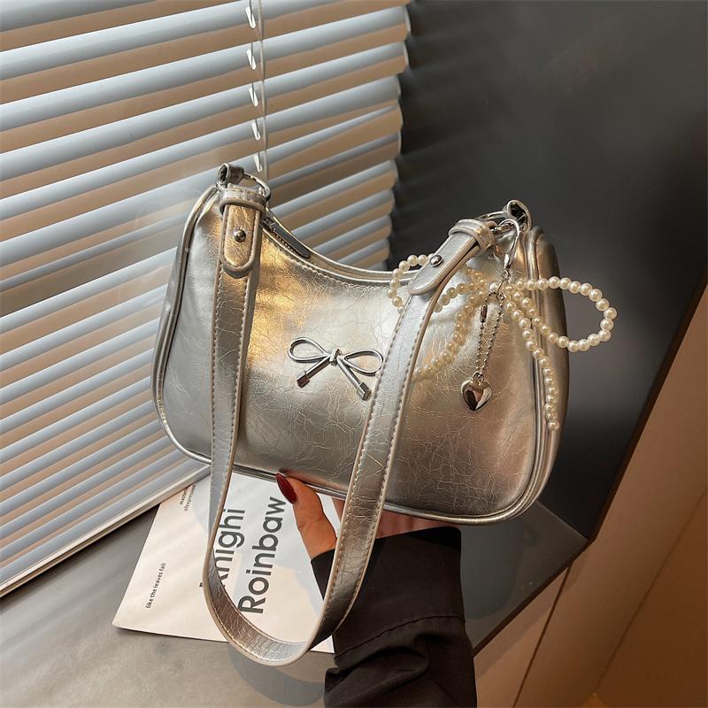 Schultertaschen Schleife Designer Handtaschen Anhänger senden Mode PU Handtaschen Reißverschluss Pendeltasche Achseltasche für Damen