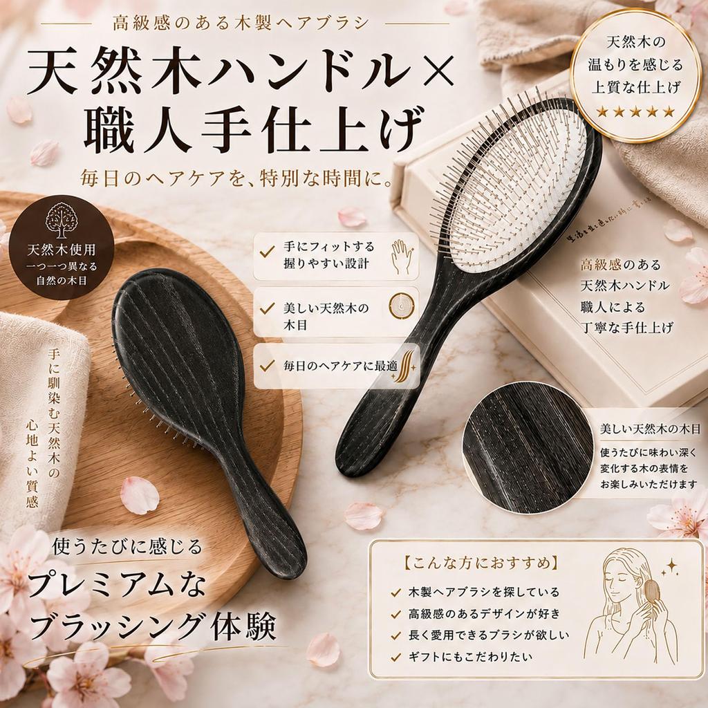 Scalp Massage Paddle Smooth Popular with Stainless Steel Cushion Wooden Shiny Hair Tangle Head Lifting Luxury Storage Pouch Gua Sha Birthday Present