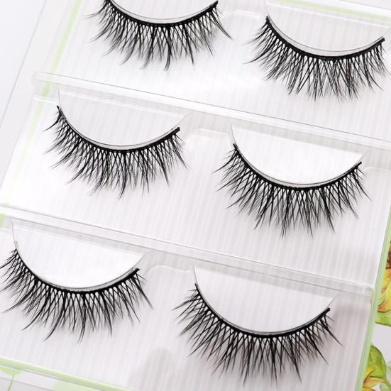3 páry umělých řas Přírodní Pohodlné k nošení Vláknové Křížené Make-up Prodloužení Řasy do Šatny